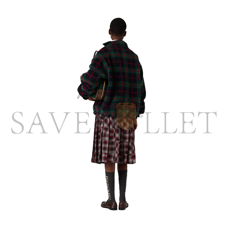 MIU MIU CHECKED TEDDY ZIPPER JACKET MJL042